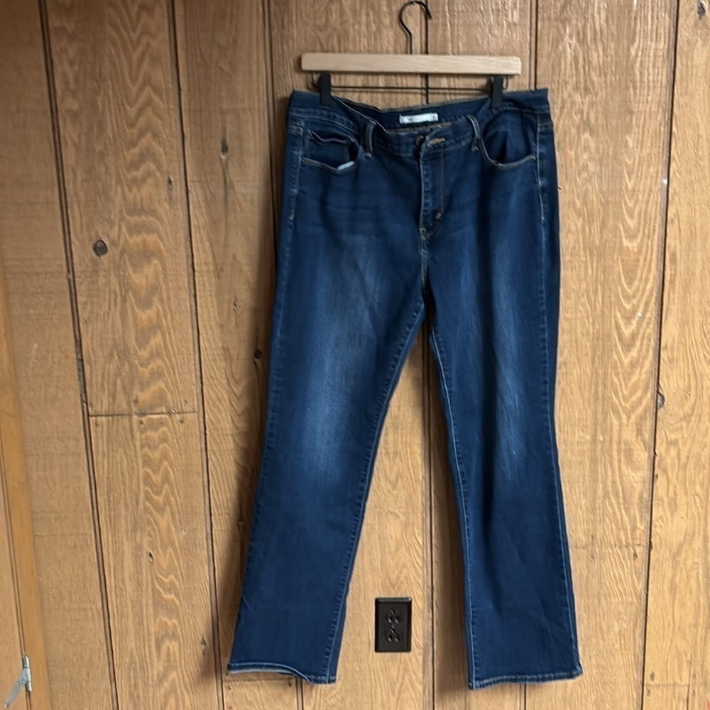 Levi’s 505 straight leg zipper fly‎ women’s blue denim jeans size 16 EUC